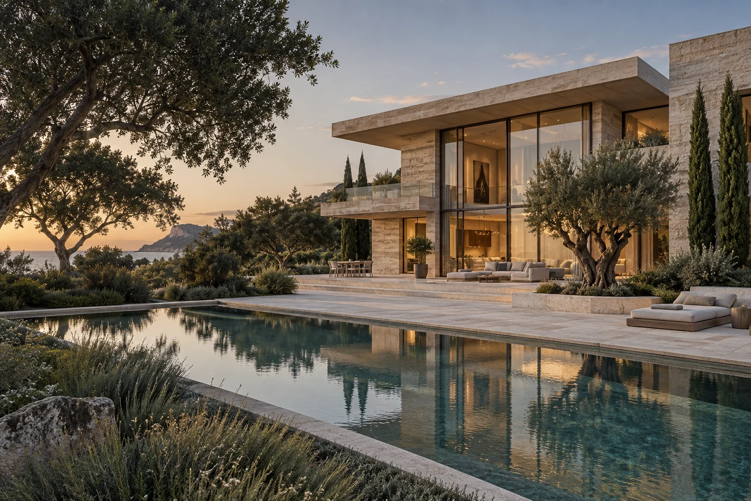 Contemporary residence set within a Mediterranean garden